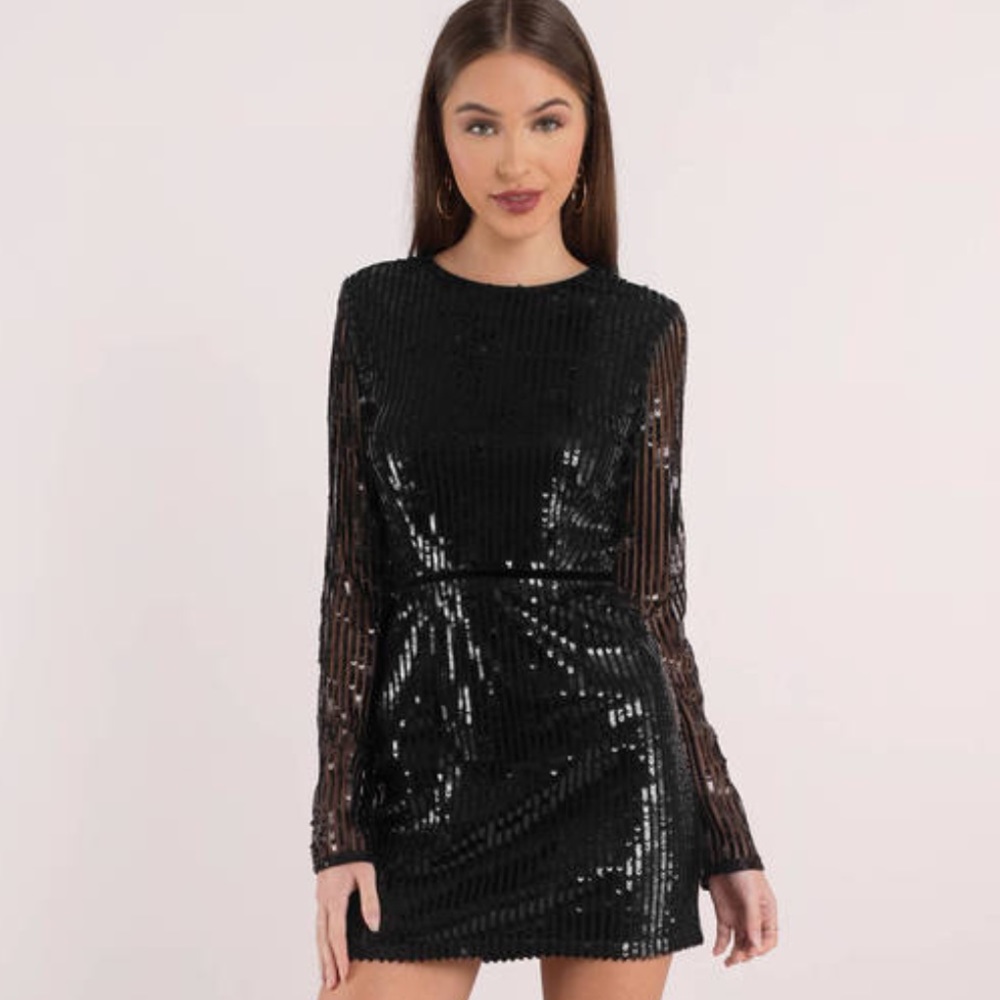 Black sequins open back bodycon dress